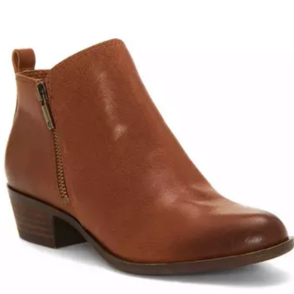 Toffee Leather Flat Bootie
